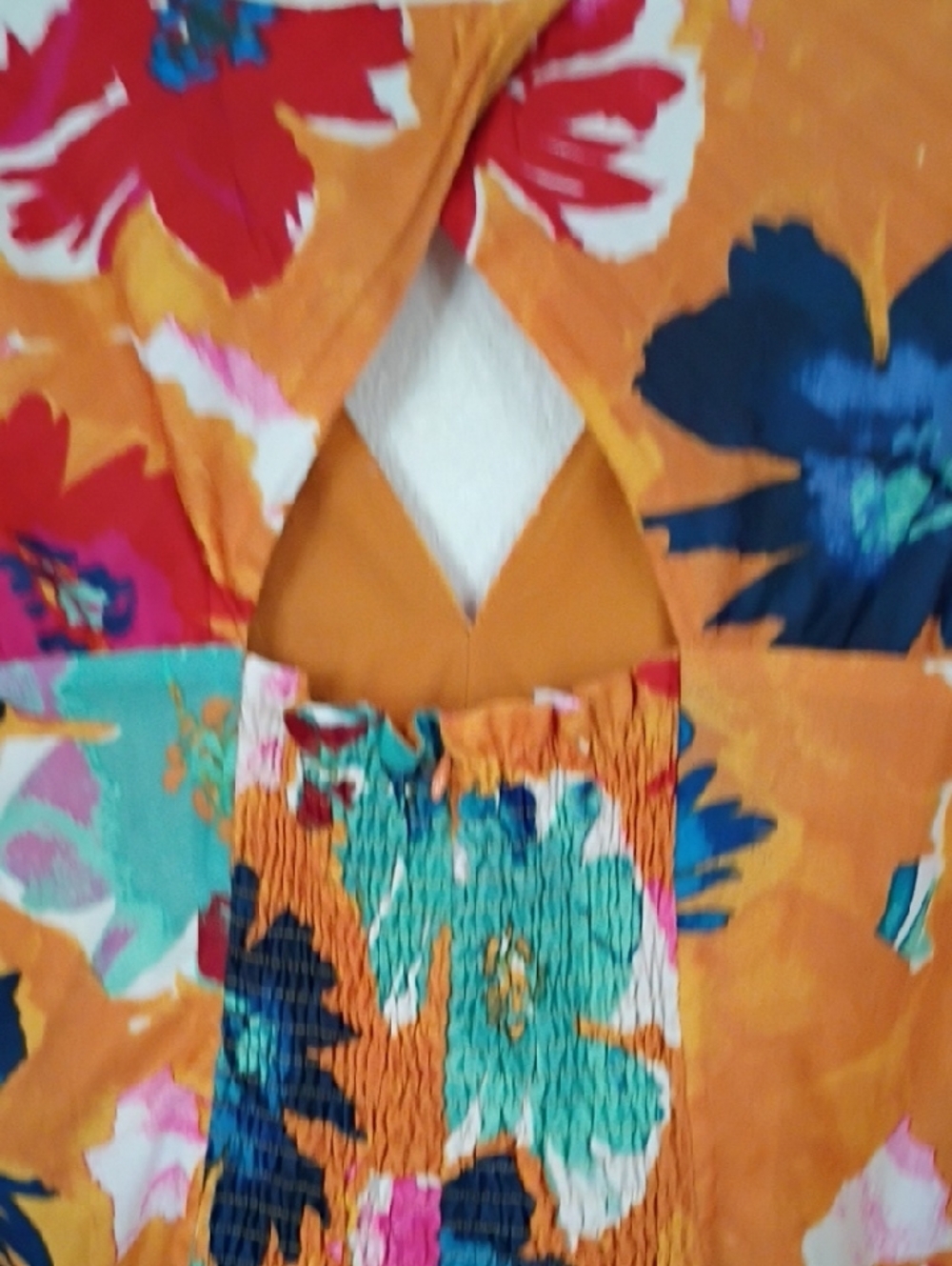 Chicwish Mustard Floral Pleated Midi Dress with Multicolor Blooms - Picture 6 of 7